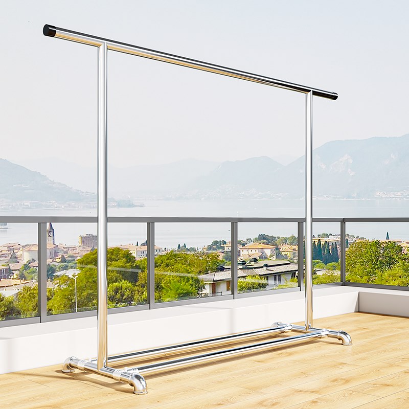 304不锈钢晾衣架单杆s落地户外防风防锈晒衣架家用阳台加粗挂衣杆