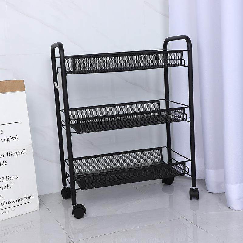 铁丝网推厨房架铁艺可移动铁丝车客厅整理推置物带轮落式厨地房蔬