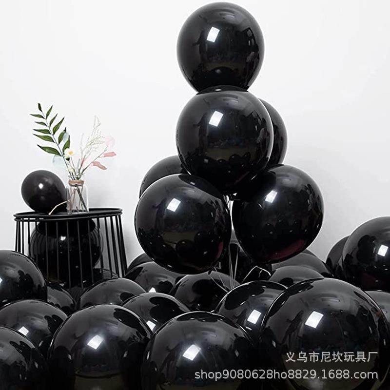 144pcs黑色气球拱门花环套装不同尺寸生日万圣节毕业派对聚会装饰