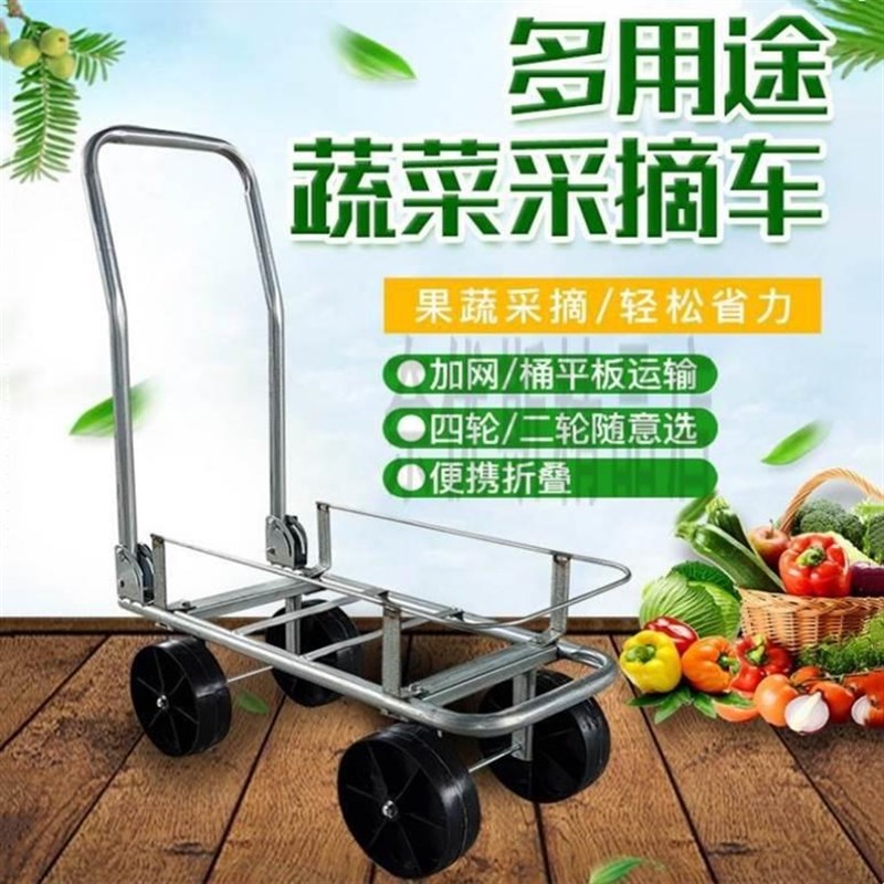 农用大棚瓜果采摘运输车 便w携式推拉蔬菜车 可折叠 懒人工具车