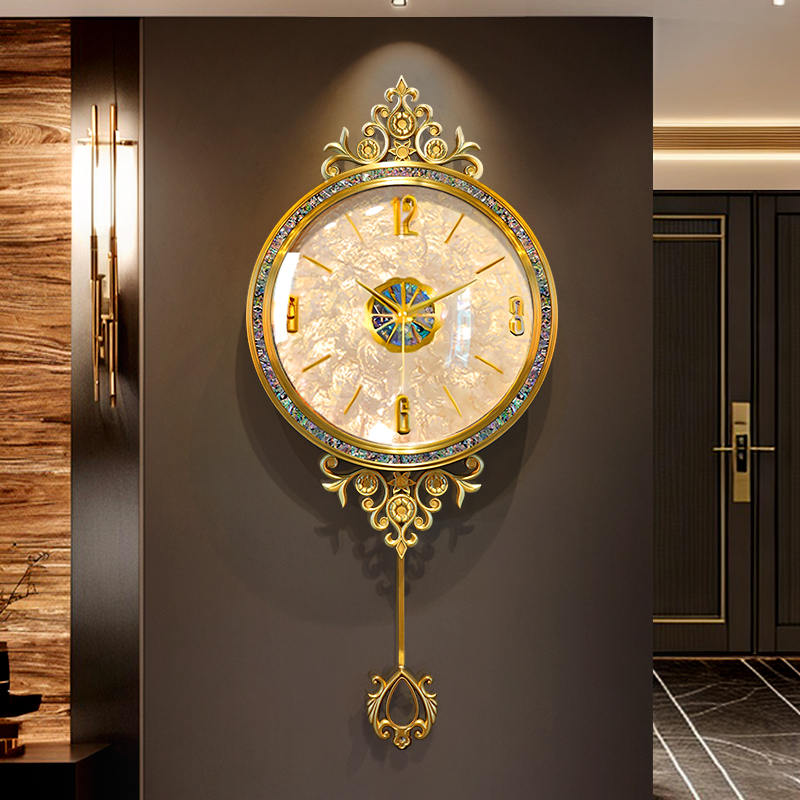 2024新款客厅挂钟o高端大气上档次欧式法式轻奢高级感挂墙时钟表