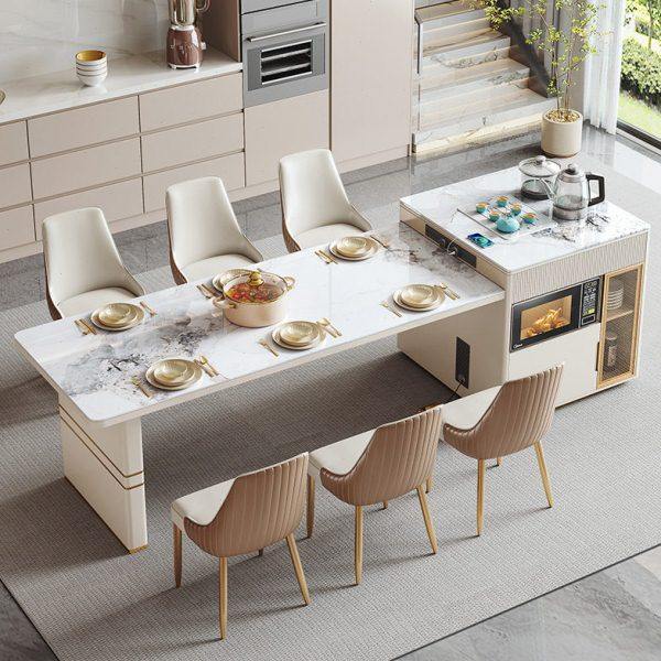 岛台餐桌一体可伸缩家用现简约客厅带微波炉电磁炉级岩板餐桌,住宅家具,岛台餐桌,淘宝优惠券,粉丝福利购,淘宝优惠卷