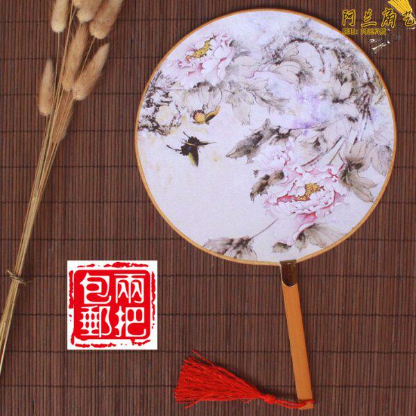 两把包邮夏季中国风真丝扇折扇古风团扇盘扇宫扇工艺日用女士扇子