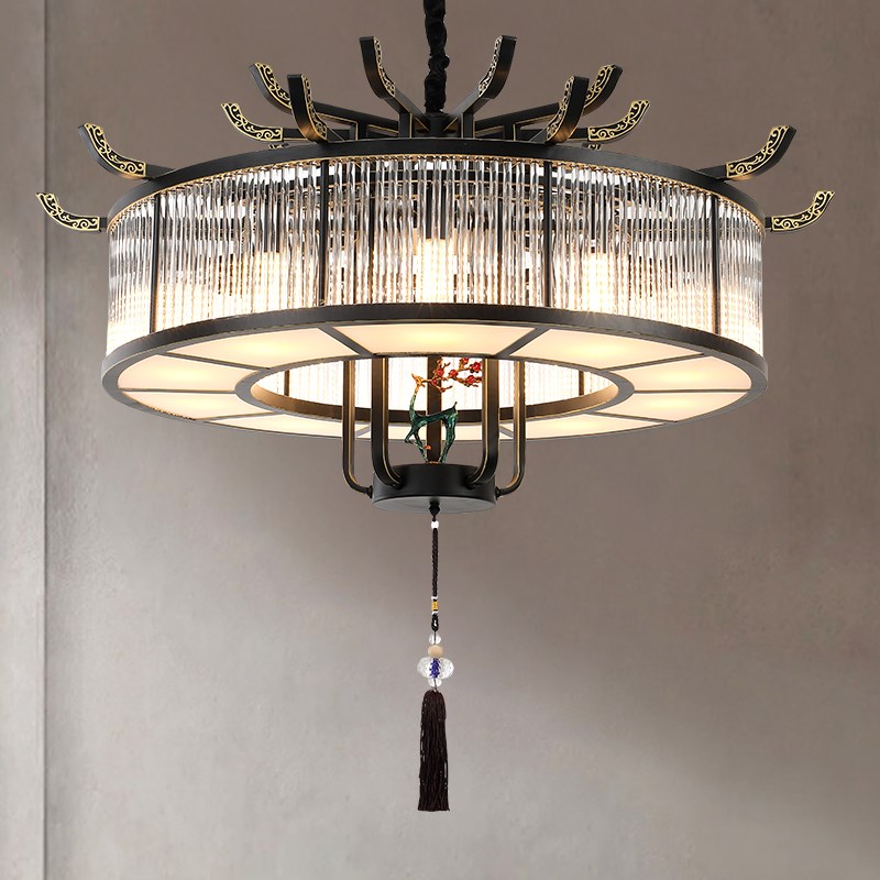 新中式吊b灯中国风客厅水晶灯现代简约禅意大气餐厅卧室别墅吊灯