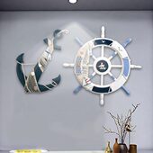 饰舵锚方向盘壁挂饰 饰船锚船舵组合挂件背景墙装 地中海风格 舵手装
