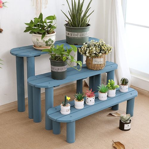 阳台防腐实木摆花架子落地式w阶梯式户外靠墙多肉台阶花盆架置物