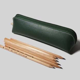 简约纯色细荔枝纹双面皮革pu文具盒男女学生馒头家族大容量笔袋