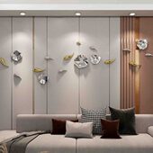 新中式 饰 饰沙发背景墙壁挂卧室玄关走廊装 免钉安装 荷叶鱼客厅装