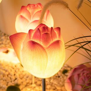 外荷花灯莲花灯湖见描述面亮水塘河D流LE水灯仿真漂户浮灯发光化