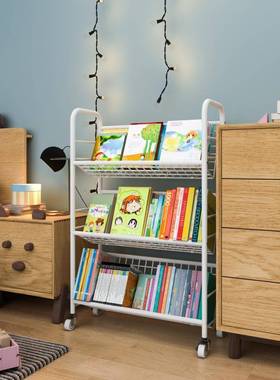童书架落地儿易收纳架家简用可移动置物架宝宝绘本架PIL儿园幼小