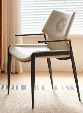 意式轻奢餐椅家用代简约椅舒适51262现靠背手椅餐厅会室扶休议闲洽谈椅