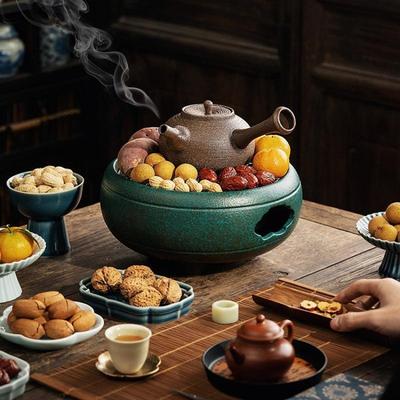 围炉煮茶家用室内电陶炉中式电碳两用炭炉炭火茶桌烤火炉茶壶套装