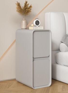 轻奢实木床头柜奶油风简约现代小卧型家/oth0用床边柜2cm夹缝室超