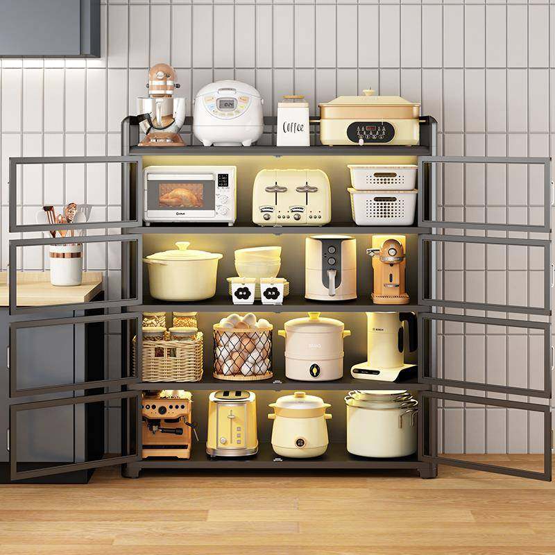 厨房功能多置物架橱带柜门落多层靠墙放微波炉碗碟收纳储地物ARO,厨房/烹饪用具,抹布架/厨房清洁收纳架,淘宝优惠券,粉丝福利购,淘宝优惠卷