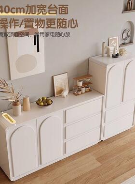 餐物边柜厅家用客靠墙一体储柜现代简物约斗柜茶水柜白色置收UMS