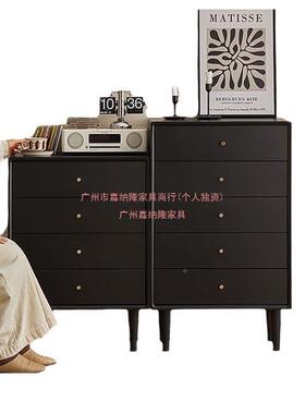 新中全式柜实木五斗柜黑色现代简约卧JXC边室高床头小户型柜客厅