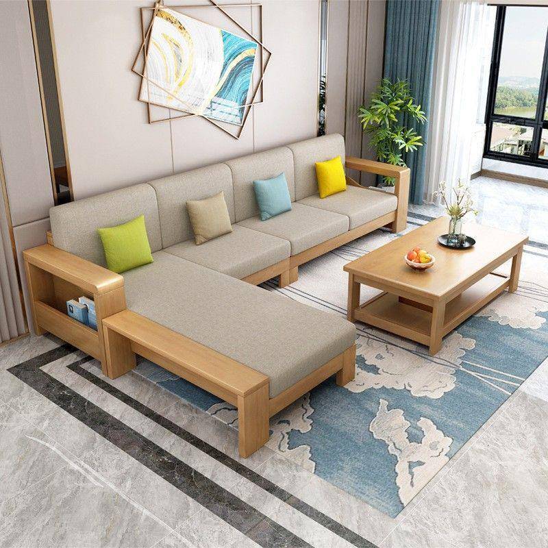 实沙发组两合大27388小户型客厅中式木质沙冬夏用现代简发约储物
