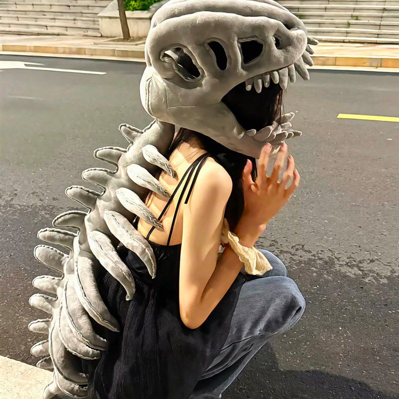 鹿晗同款中华恐龙骨架头套外骨骼玩偶帽子万圣节男生生日礼物女生