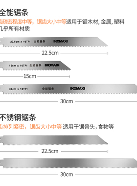 科麦斯往复锯锯条马刀锯配件粗齿细齿金属切割木工带锯片手提电锯