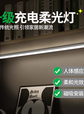 手扫感应灯充电式led无线免布线厨房usb触摸衣柜灯条磁吸橱柜灯带