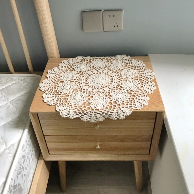 包邮手工钩c针钩869NXH花复古北欧镂空森系田园棉桌布米/白40-50C