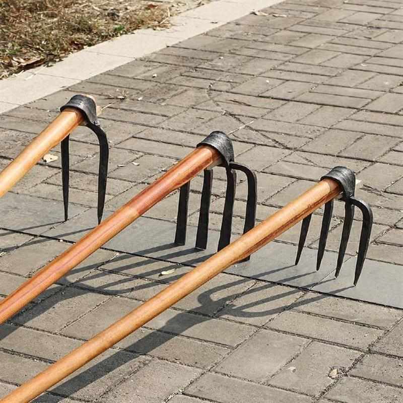 全钢锻打挖土种菜翻地钉耙青林农用工具耙子翻土S开垦松土四齿锄