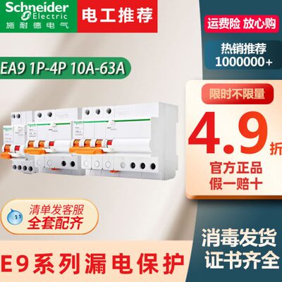 施耐德漏电保护器E9空气开关带漏电DPN40A总闸总开2P32A63A断路器