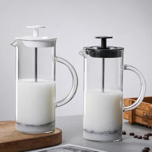鸣感奶泡壶打奶泡器手持咖啡牛奶打泡器手动奶泡壶打发器玻璃