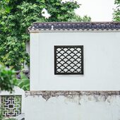 78.5大号方形透窗树脂新中式 一体仿古小院墙装 饰塑料镂空窗花挂件