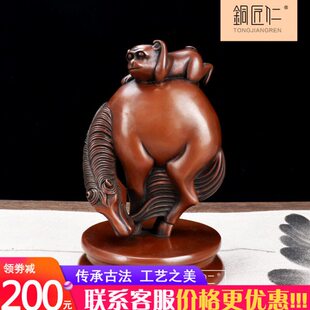 铜匠仁紫铜马摆件纯铜马摆设家居客厅电视柜办公桌办公室装饰品