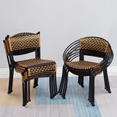 小藤椅子靠背椅户外单人休闲坐椅家用成人纯手工编织椅藤椅凳子