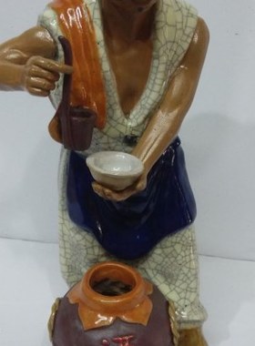 石湾公仔陶瓷工艺品摆件卖酒佬酒店饭店大厅前台家居装饰开业礼品