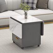 家用轻奢岩板折叠茶几茶桌小户型可移动多功能储物桌边几吃饭桌子