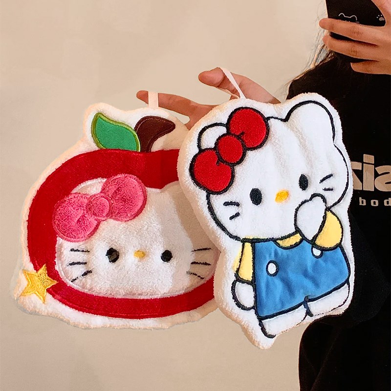可爱kt擦手巾挂式m超强吸水加厚毛巾手帕不发臭珊瑚绒厨房家用卡