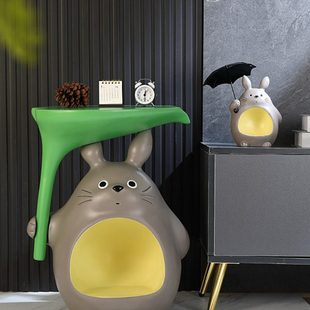 龙猫进门口玄关放钥匙收纳摆件客厅电视柜旁装 饰卧室床头柜置物架