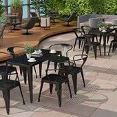 户外桌椅组合室外休闲吧庭院防水长方桌铁艺露天花园外摆阳台桌椅