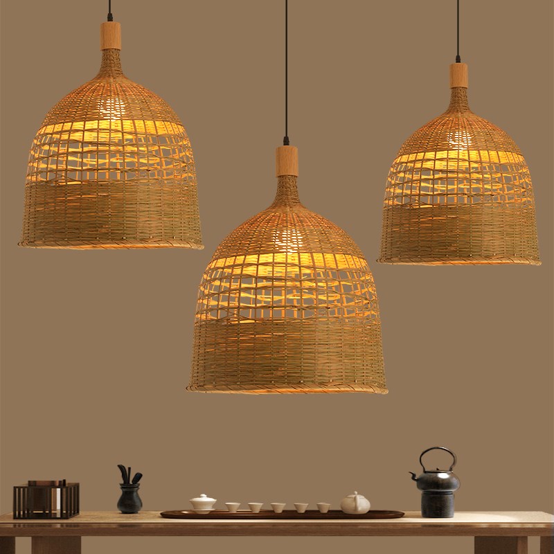 新中式竹编灯竹编吊灯q手工竹艺灯禅意茶室酒店民宿餐厅灯具竹吊
