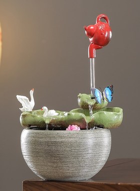 流水摆件循环水招财鱼缸客厅喷泉生财H家居办公室桌面装饰开业礼