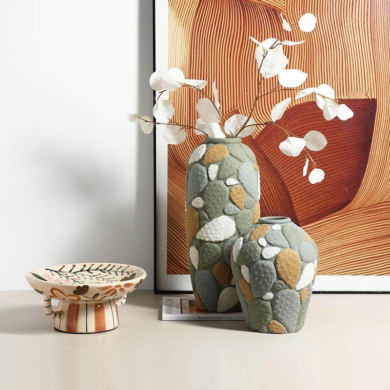 创现代田园风手绘石陶瓷花瓶IYV墅会所客厅餐彩桌插意花高级感别,橡塑材料及制品,工业陶瓷,淘宝优惠券,粉丝福利购,淘宝优惠卷