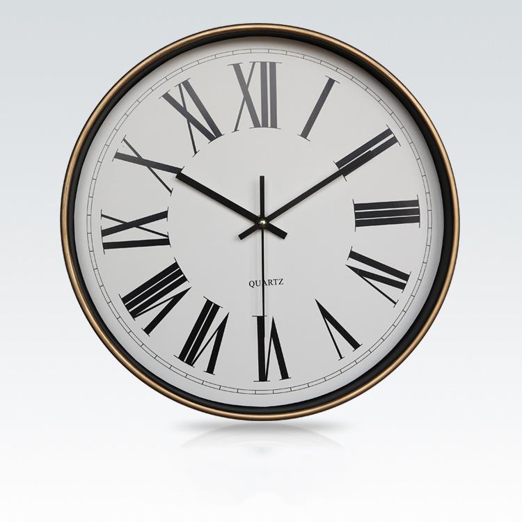 1形4表寸圆扫秒机芯挂钟钟时客厅简约钟挂墙家H0390-2用复古怀旧