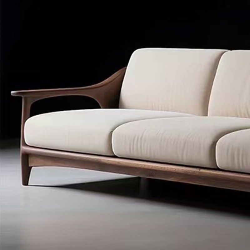 沙发客厅2025新款实木t沙发新中式抱枕沙发客厅奶油风黑胡桃木直