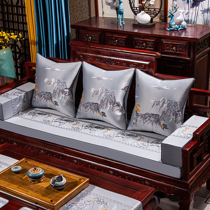 新中式红木沙发坐垫透气防滑实木沙发海绵垫中式S罗汉床五件套定