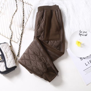 女裤 实拍2025秋冬新时尚 拼接拉链休闲宽松加绒加厚保暖冬季