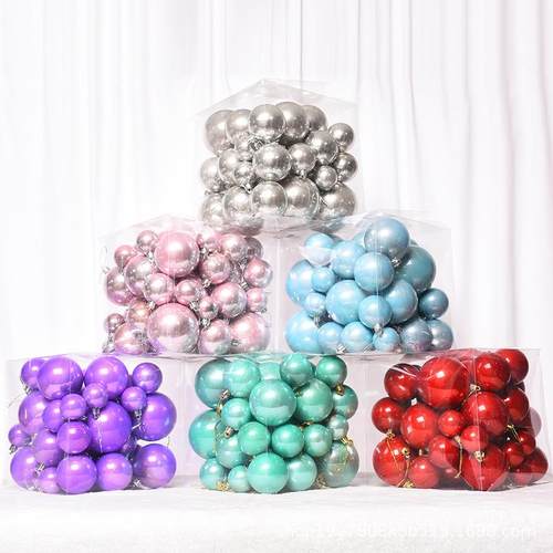 圣诞球圣诞树装饰球装饰吊球彩球亮光球电镀球挂球圣诞树装饰品