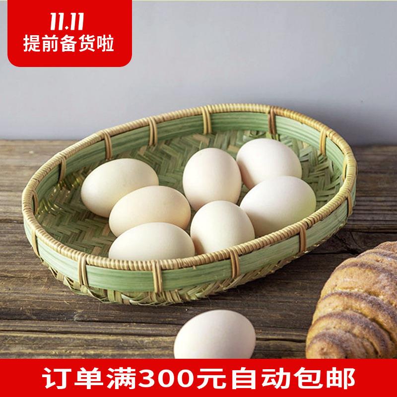 零食篮手工编糕点篮竹青篾小竹篮餐厅饼干碟竹编面包篮竹编竹制品