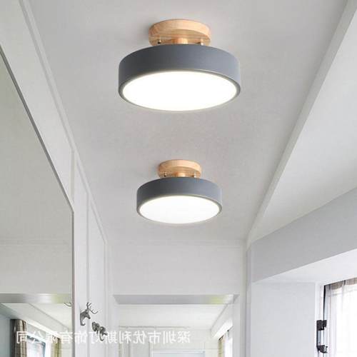 北欧吸顶灯圆形原木卧室灯浪漫温馨主卧房间小餐厅过道包厢套房灯