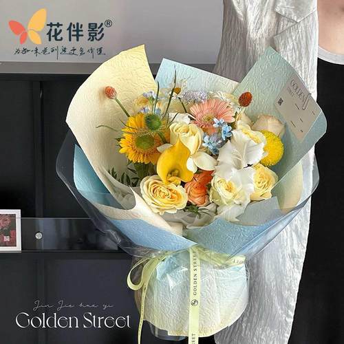 花伴影蜡染浮雕包装纸七夕花店鲜花防水风华纸花束手工花纸材料