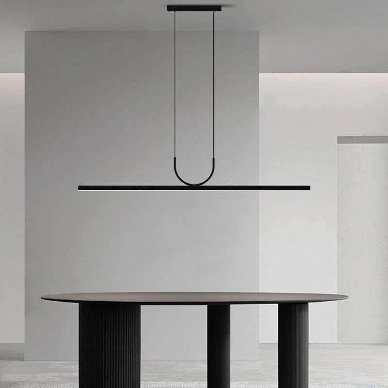 现代简约长条餐厅吊灯家用设计客厅LED装饰灯创意个性书房吧台灯