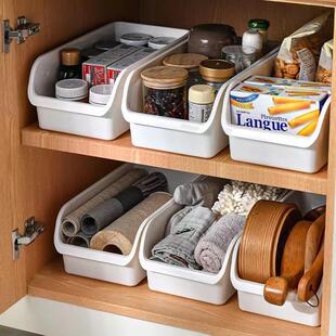 厨房橱柜柜子杂物材料调料斜口收纳盒篮锅具整理筐厨柜水槽置物架