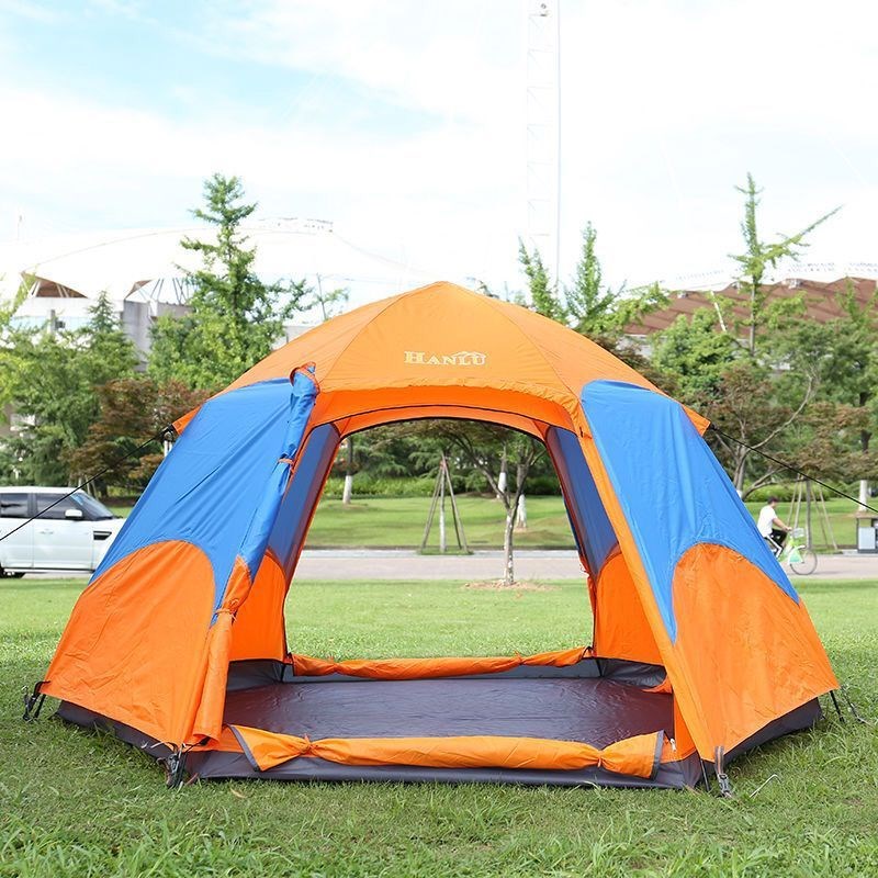 Nen户外3-4人全n自动双门双层六角帐篷5-8人双人加厚防雨野营野外